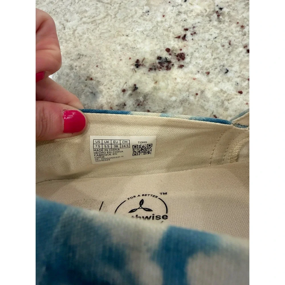 TOMS Tie Dye Espadrille Flats Blue White‎ W7.5
